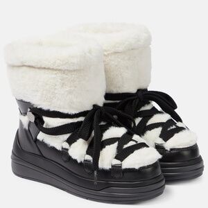 Moncler Insolux faux fur and suede snow boots